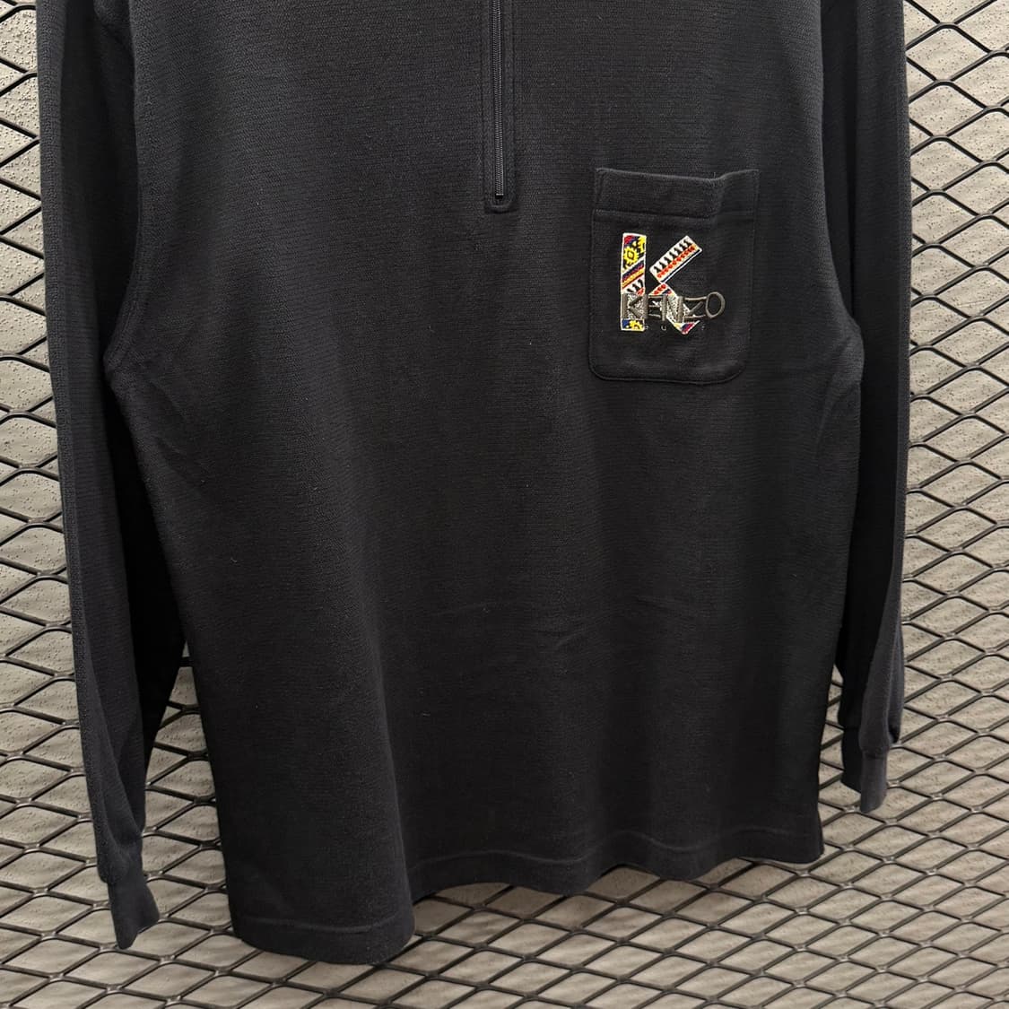 겐조 반집업 니트 포켓 컬러풀 넥카라 자수로고 디테일 블랙 상품이미지5