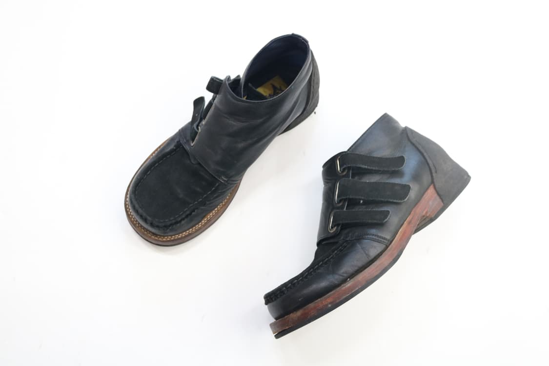 훕데두 빈티지 레더 콤비 3스트랩 벨크로 부츠 상품이미지3