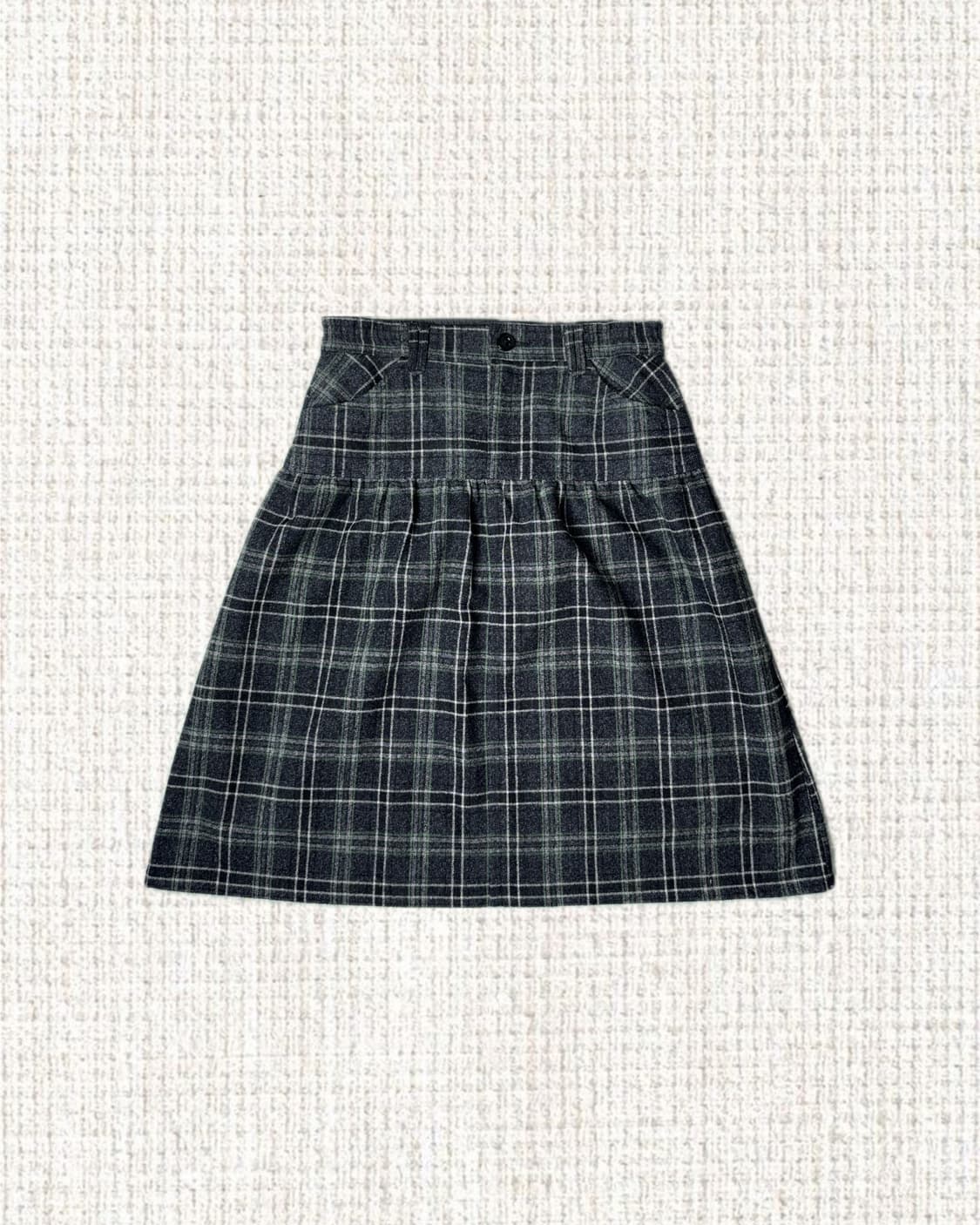 차콜 그린 체크 미디 스커트 상품이미지1