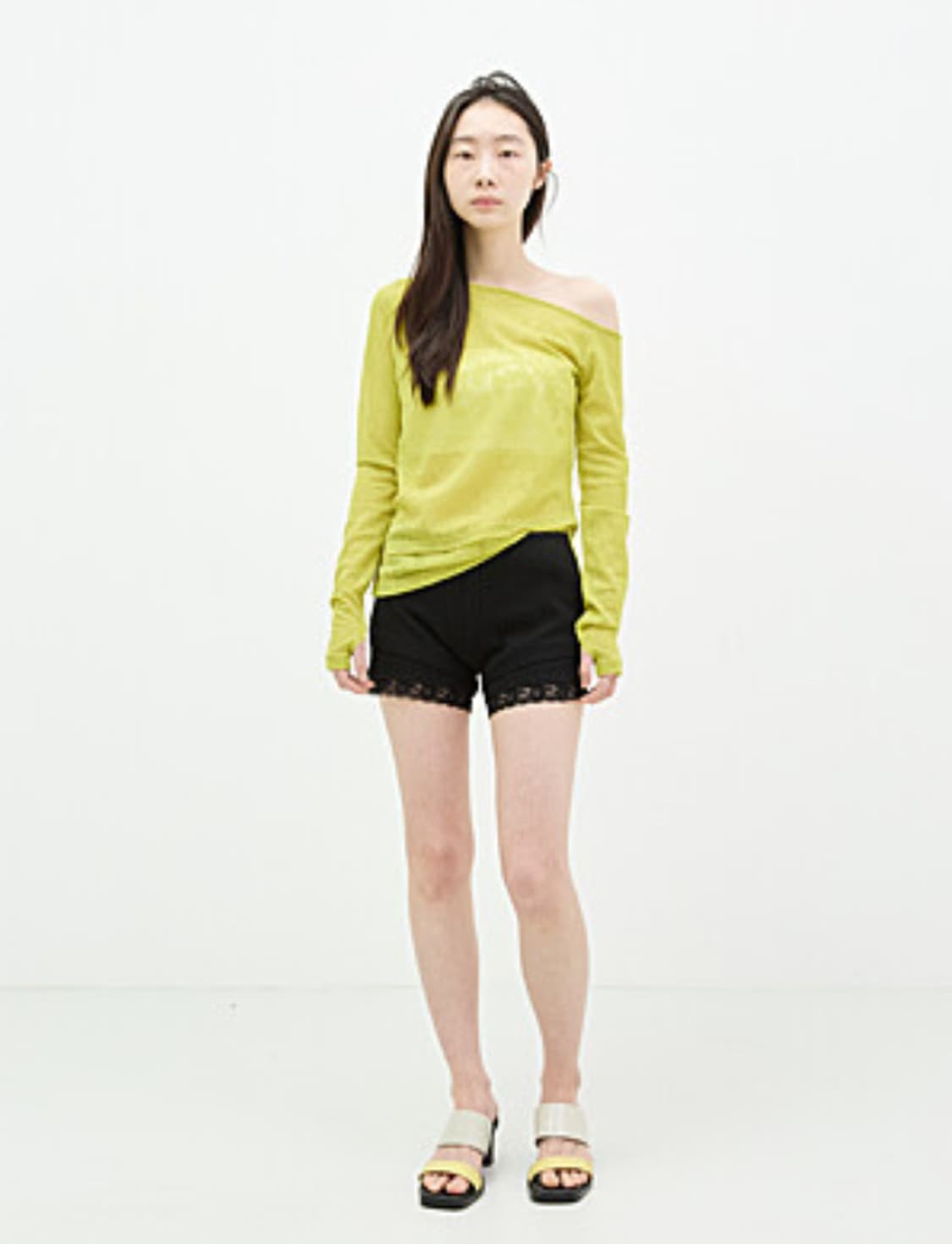 콜로신스_빈티지 버튼티셔츠(라임) 상품이미지3