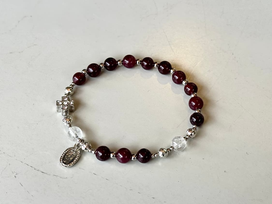 (맞춤) 천연석 가넷 백수정 묵주팔찌 원석팔찌 상품이미지3