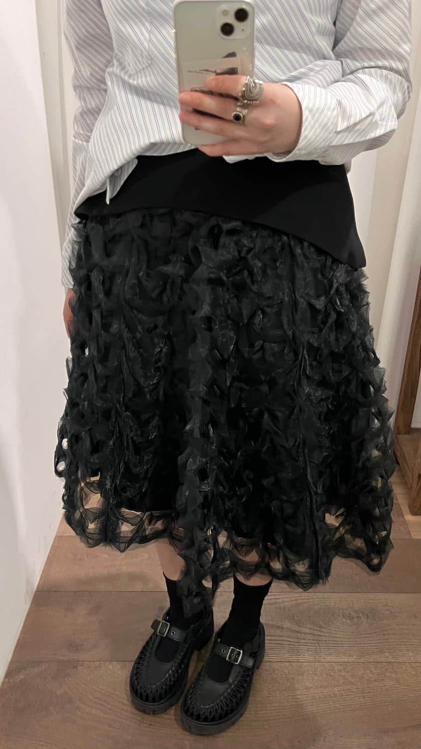 Circle Shape Tulle Docking Skirt 상품이미지3