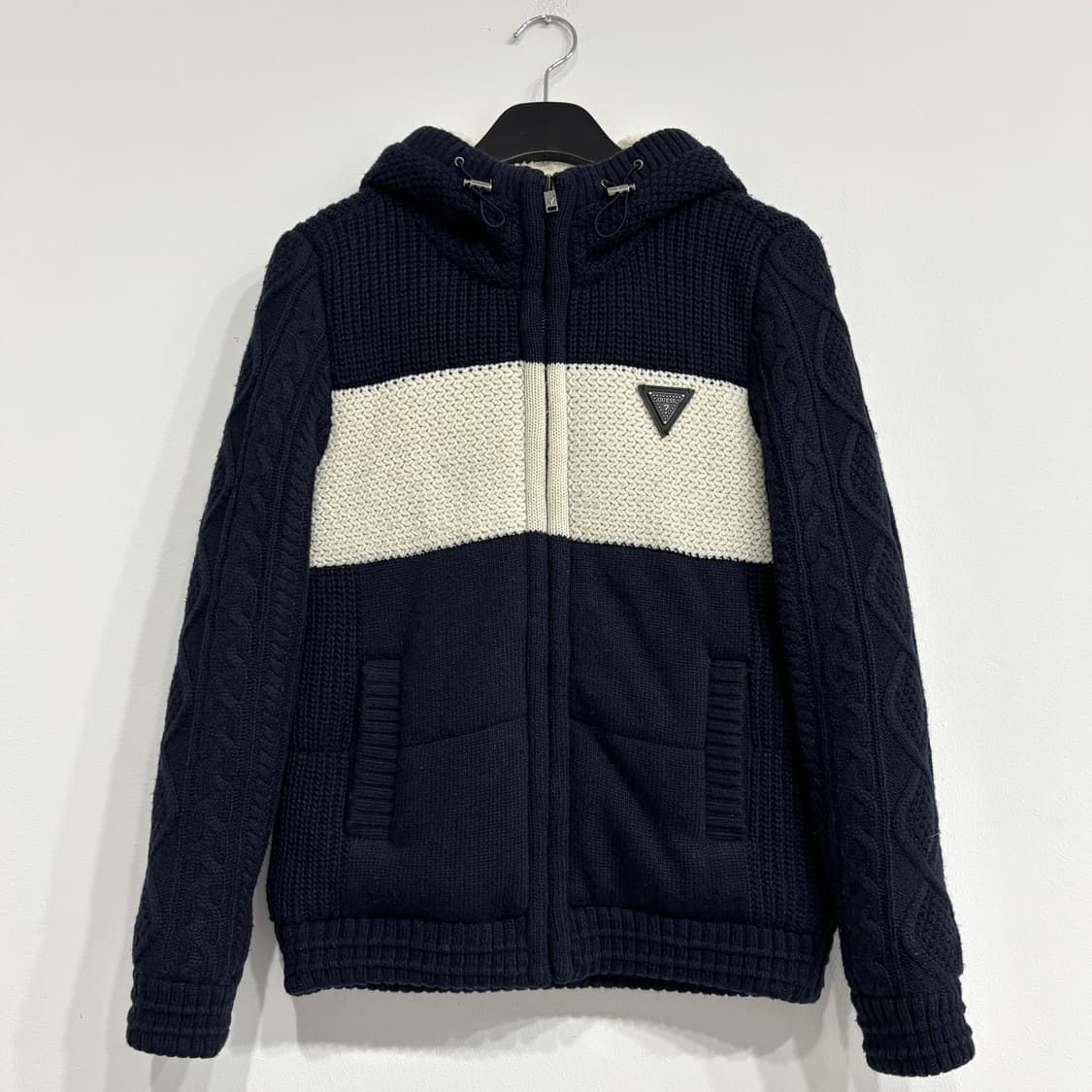 게스 양털 후드 니트집업 상품이미지1