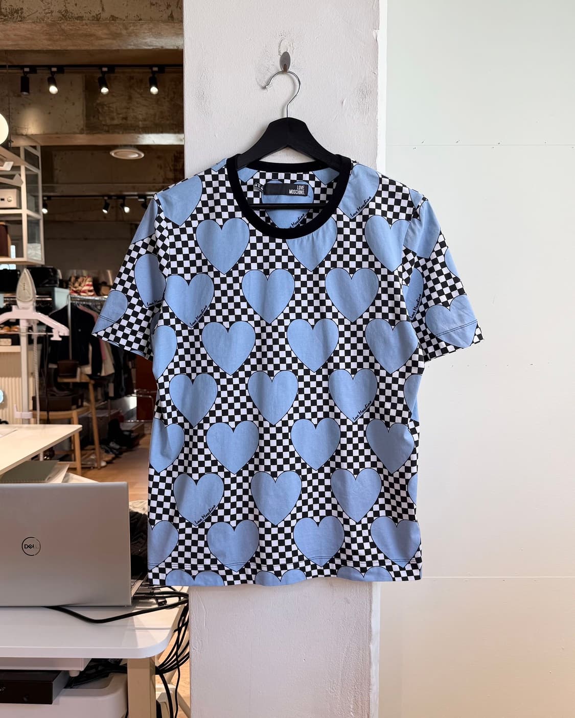 러브 모스키노 블루 하트 프린팅 하프티  상품이미지1