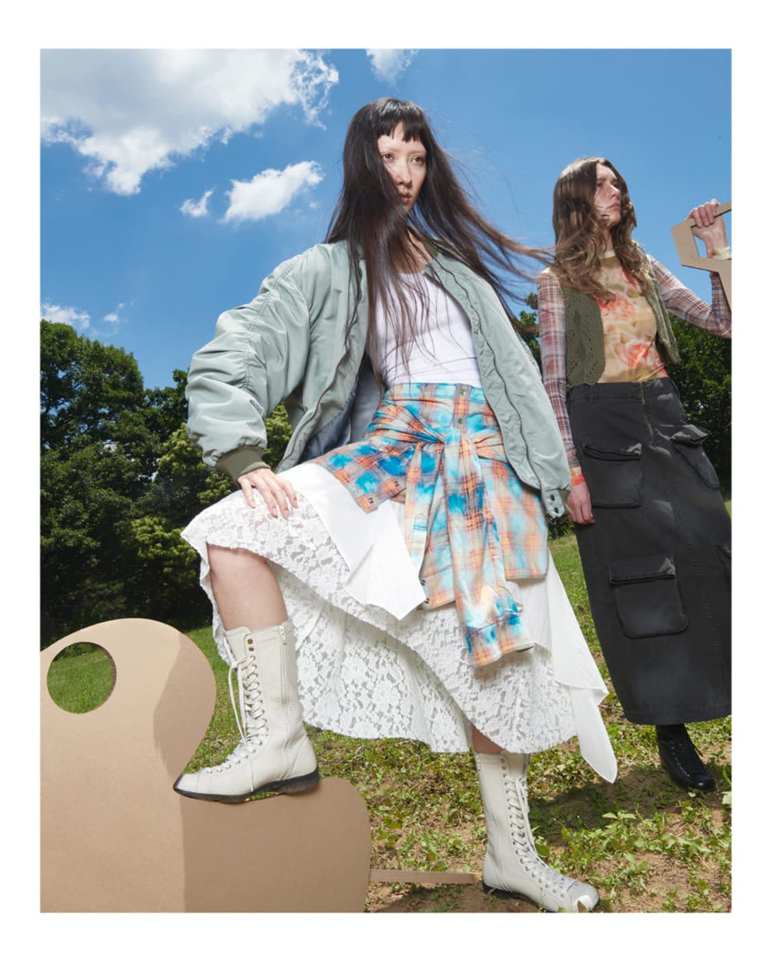 오픈와이와이 오버레이 레이스 스커트 상품이미지4