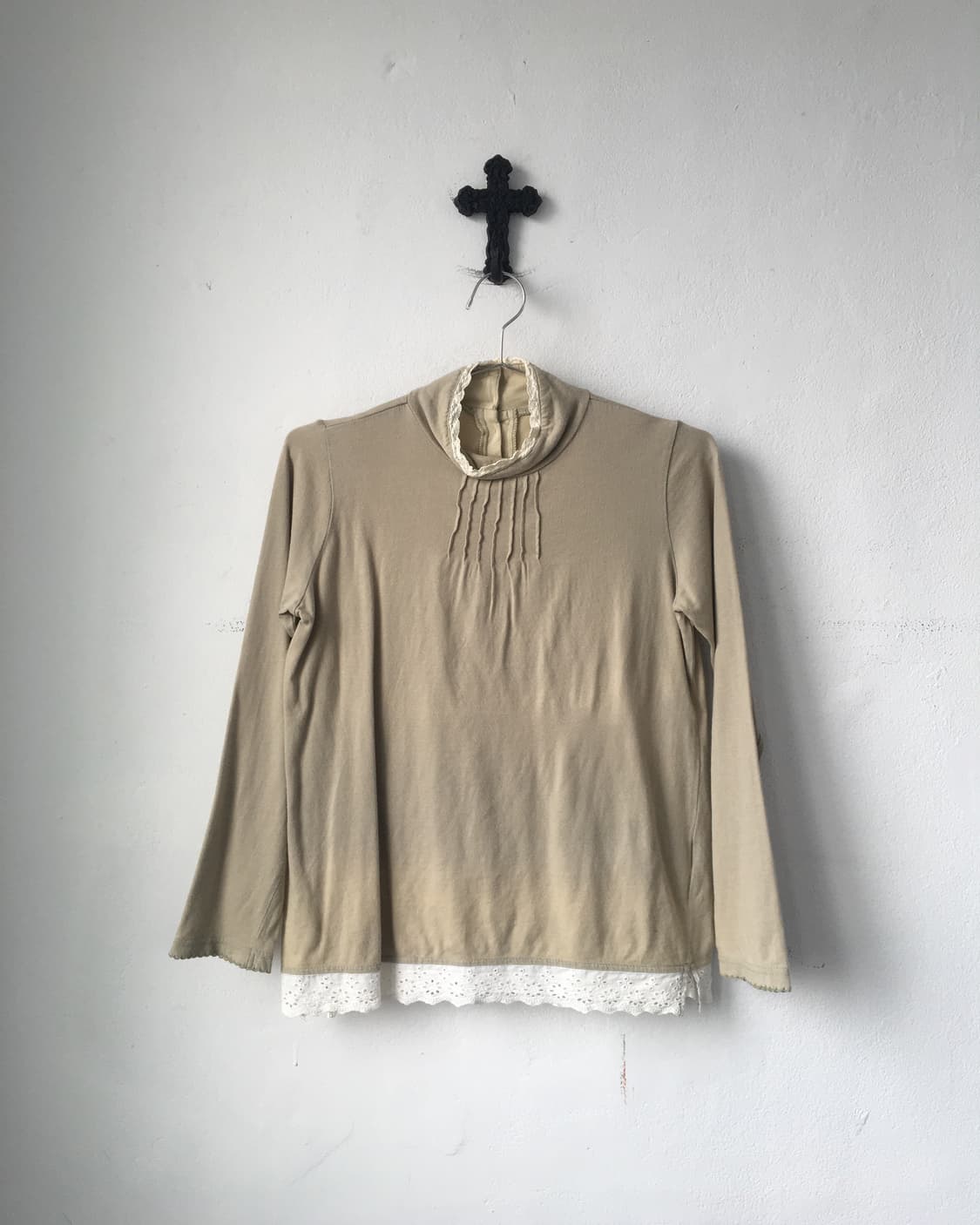Lace trimming high neck sleeve 상품이미지2
