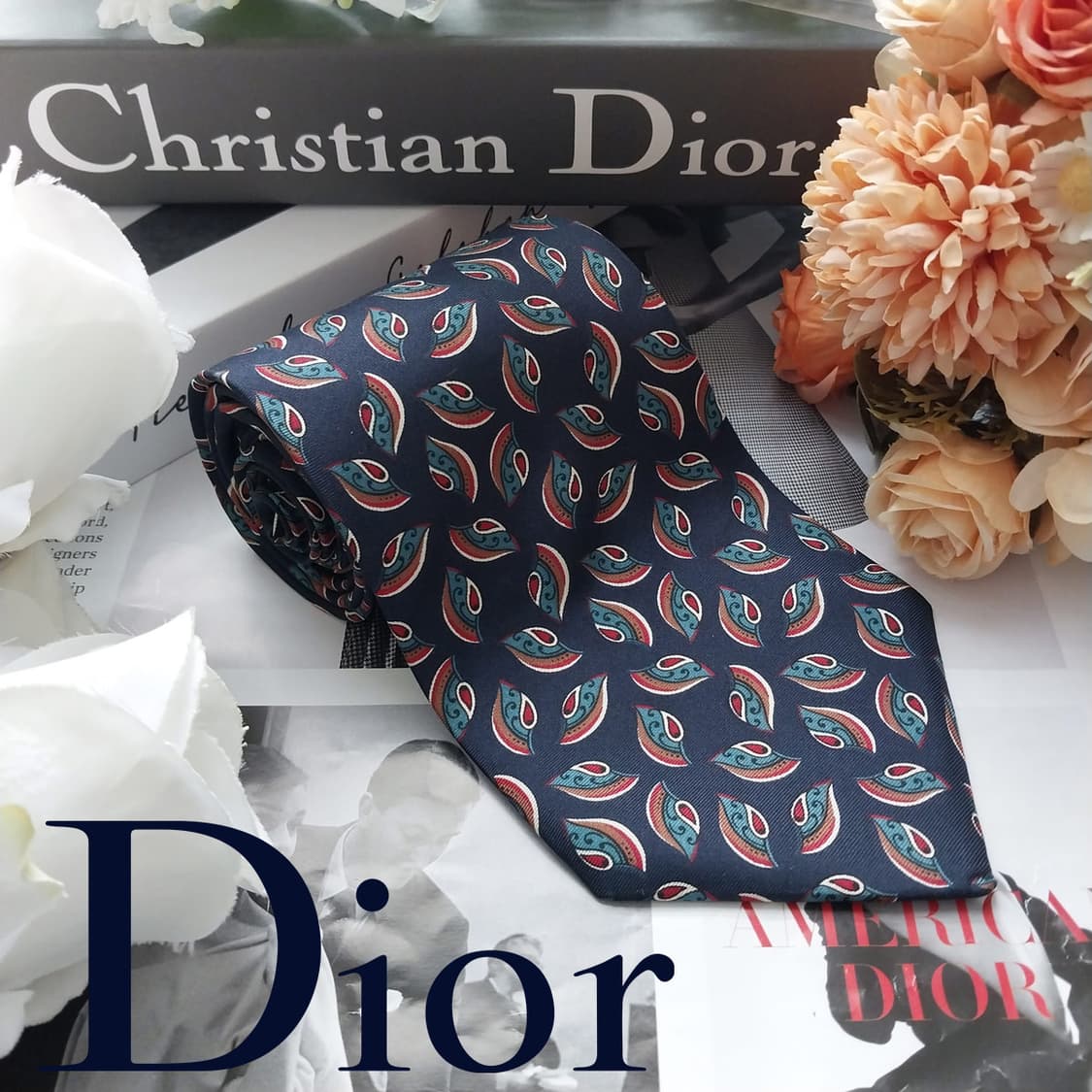 크리스찬 디올 실크 페이즐리 모티브 넥타이 9.7cm A+등급 K2192 상품이미지2