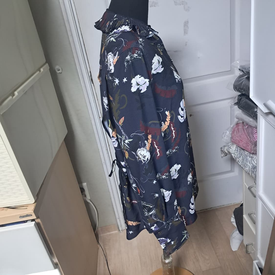 시스템  패턴 블라우스 55(상태최상) 상품이미지4