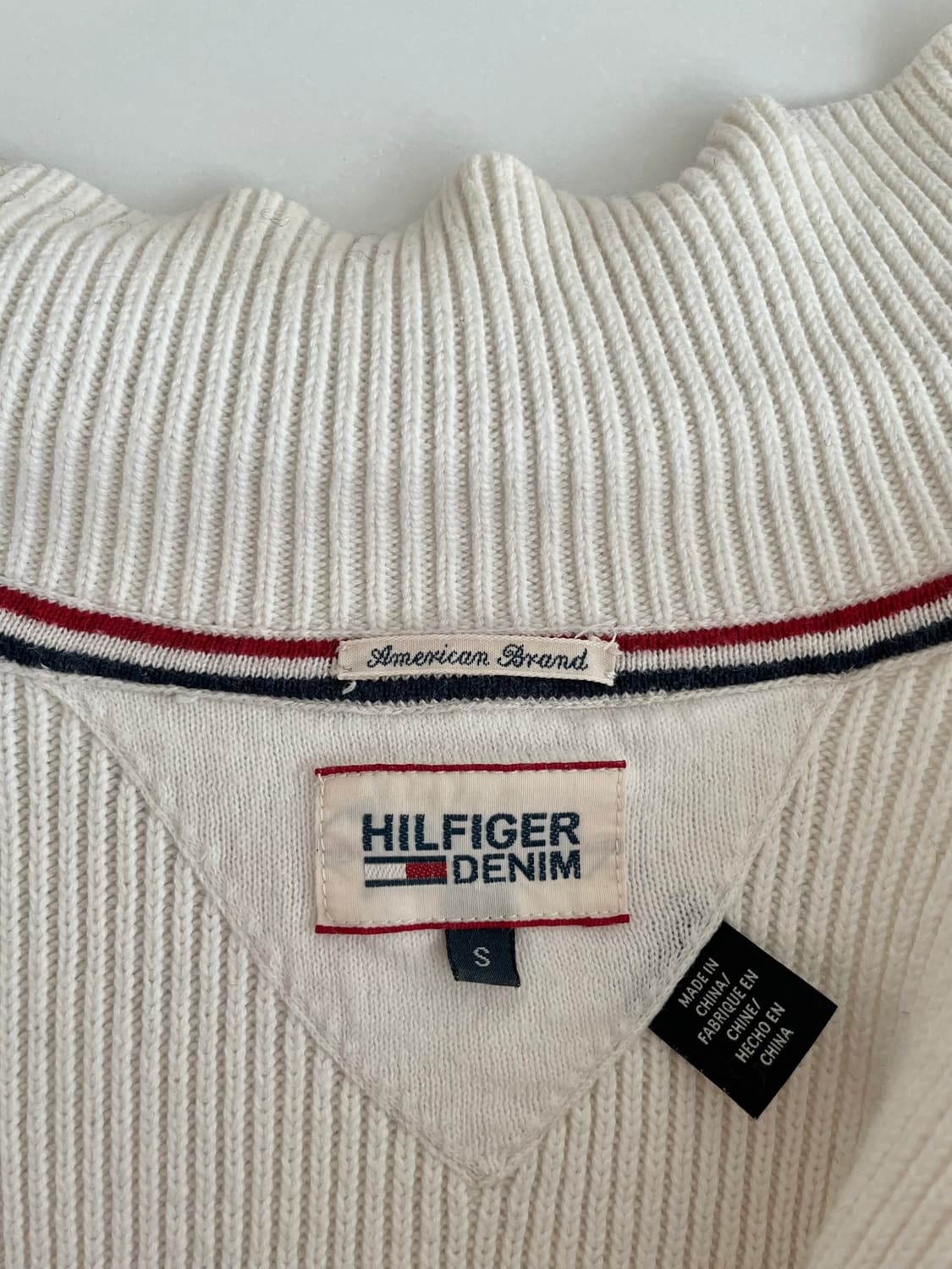S) 타미힐피거 데님 코튼 니트 집업 아이보리 상품이미지5