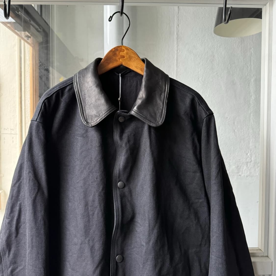 [1] 25AW COMOLI 코모리 데님 레더 워크 자켓 블랙 상품이미지2