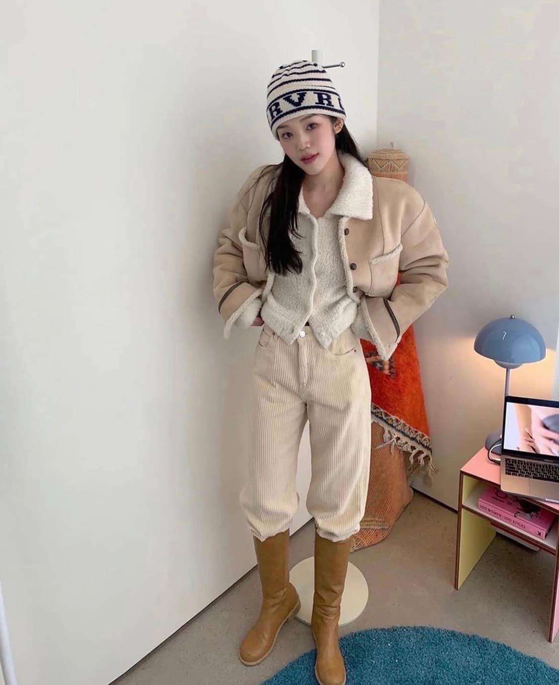 [s] 그로브 코듀로이 DUNE 팬츠+LAUREL 볼 캡 아이보리 상품이미지2