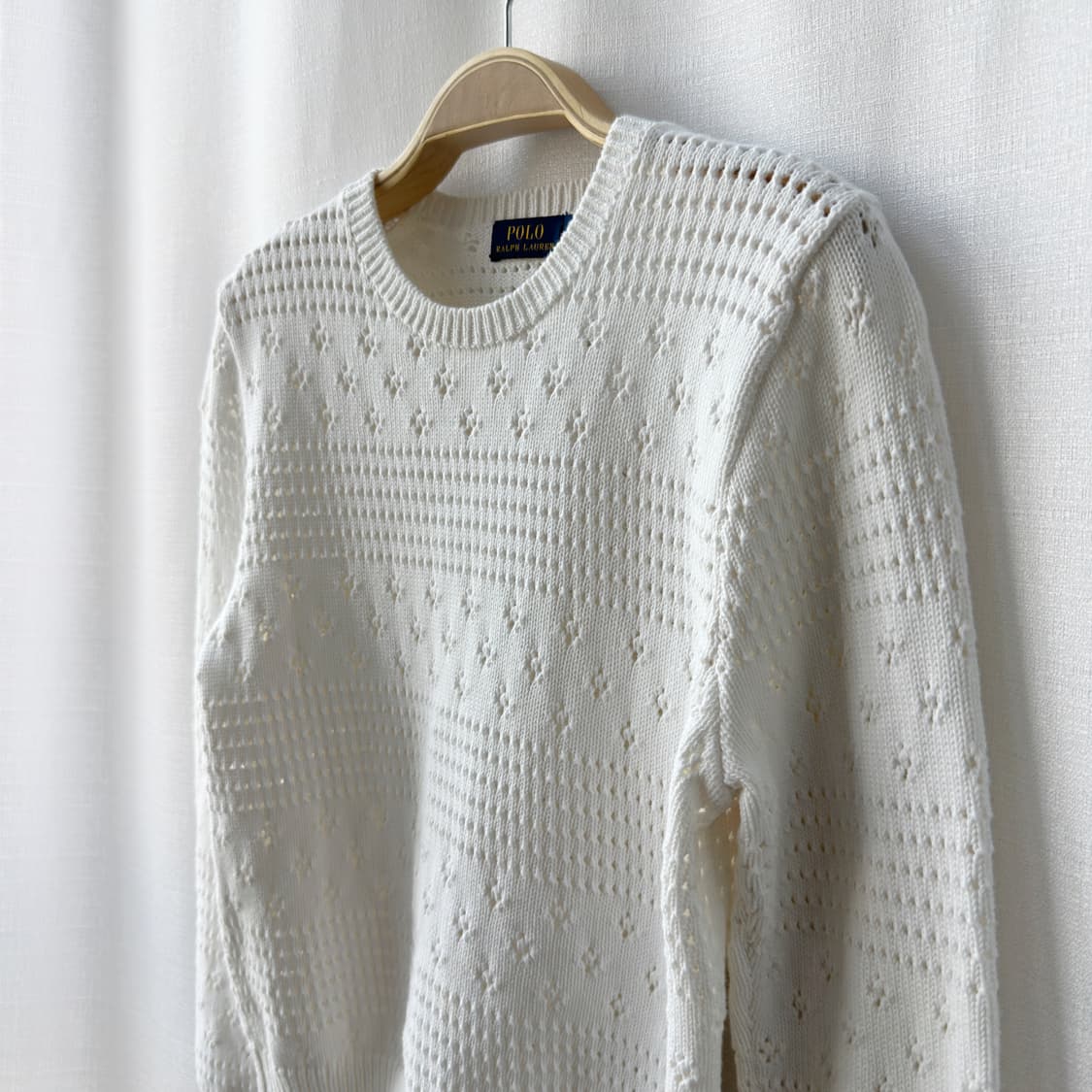 폴로 랄프로렌 코튼 아일렛 니트 화이트 M 상품이미지8