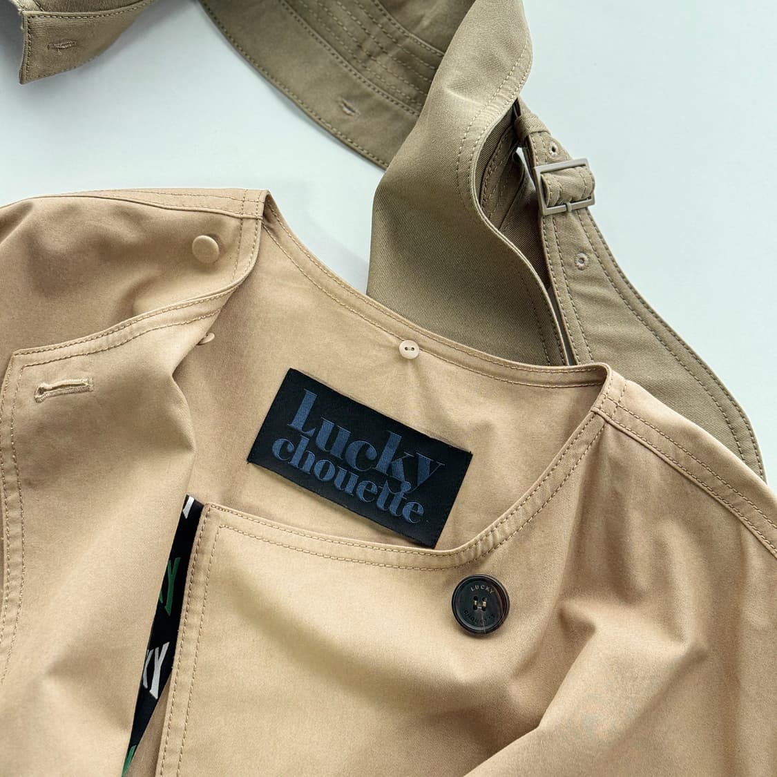 럭키슈에뜨 카라 디테처블 롱 트렌치코트 상품이미지4