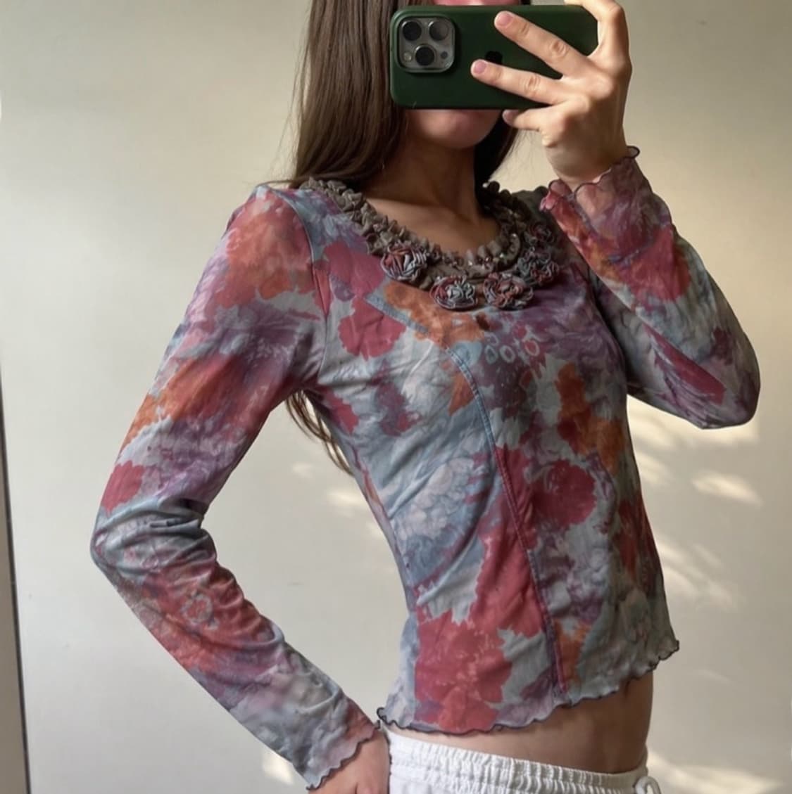 Flower mesh long sleeve top  상품이미지1