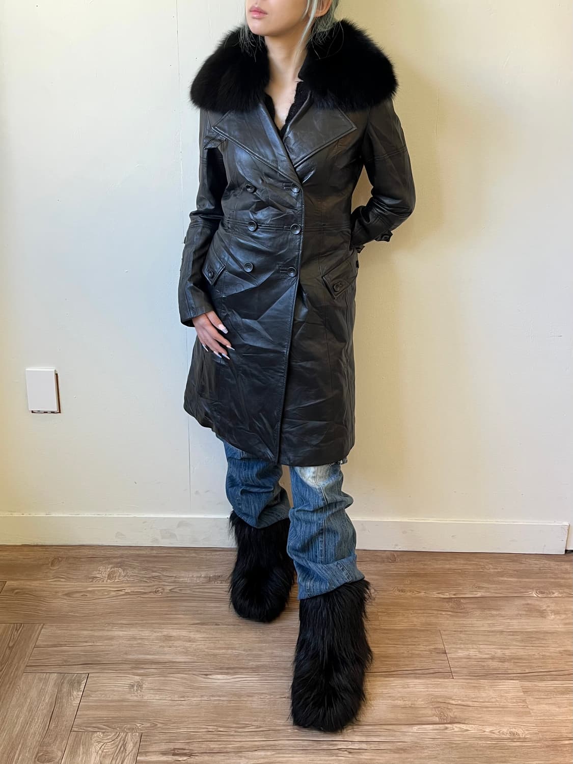 LAGERFELD x SAGA FOX 퍼 레더 자켓  상품이미지5