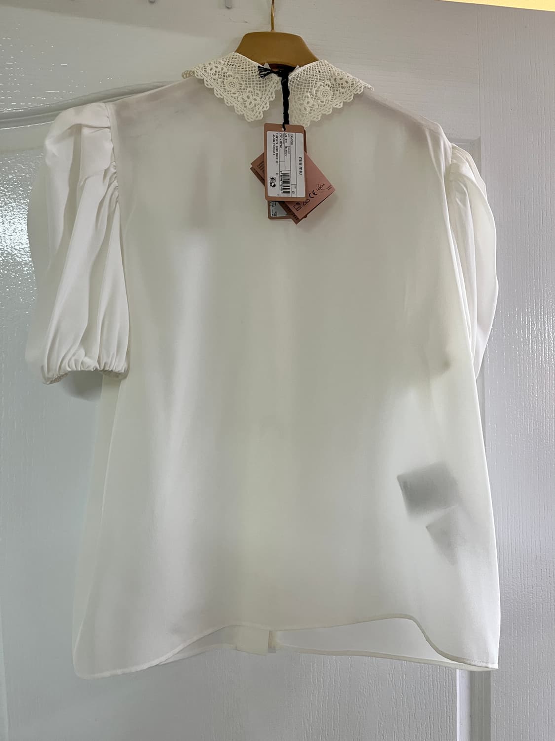 미우미우 레이스 카라 블라우스 화이트 40 새상품 상품이미지4