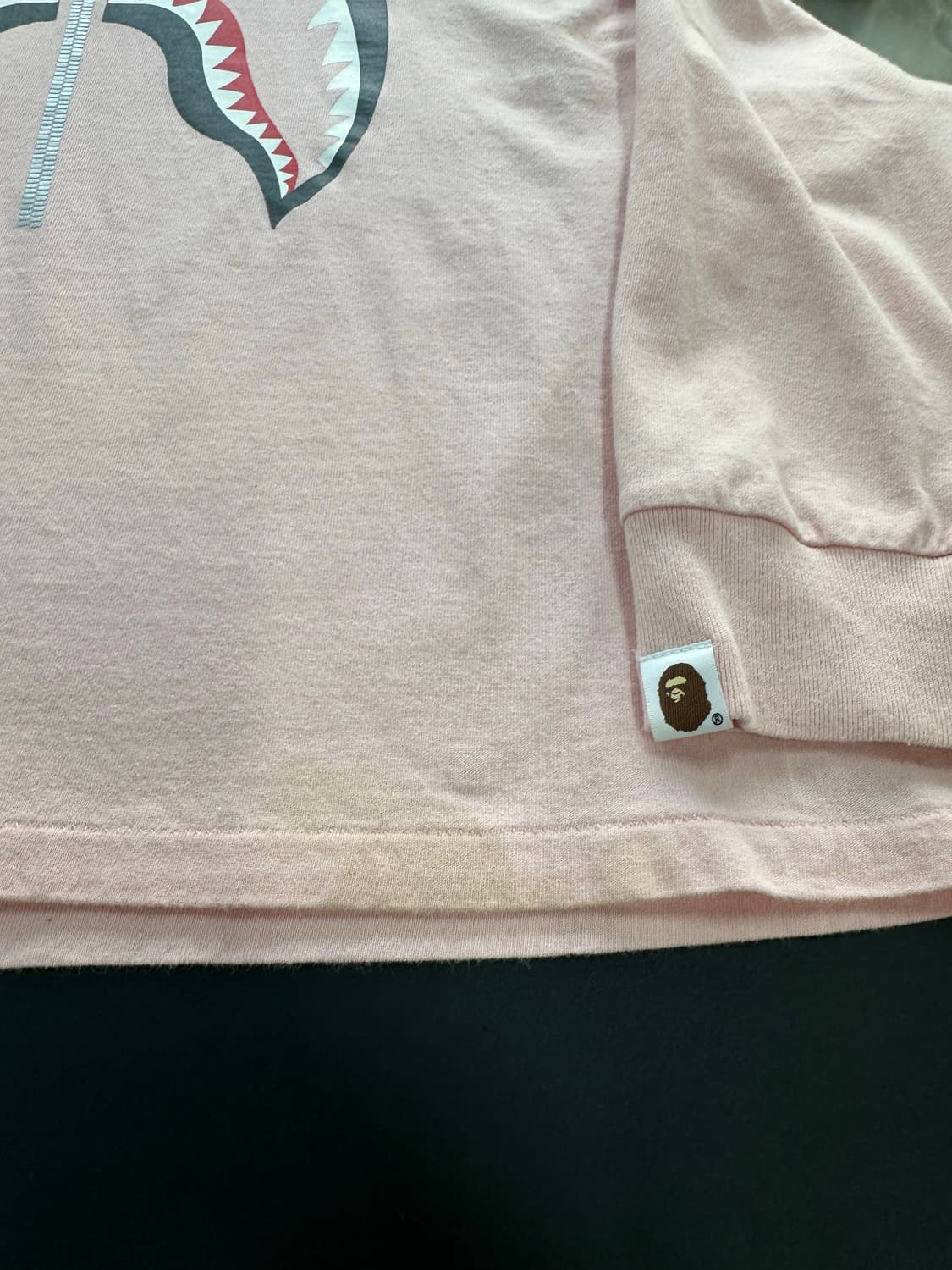 베이프 살몬핑크 샤크 롱슬리브긴팔티 상품이미지5