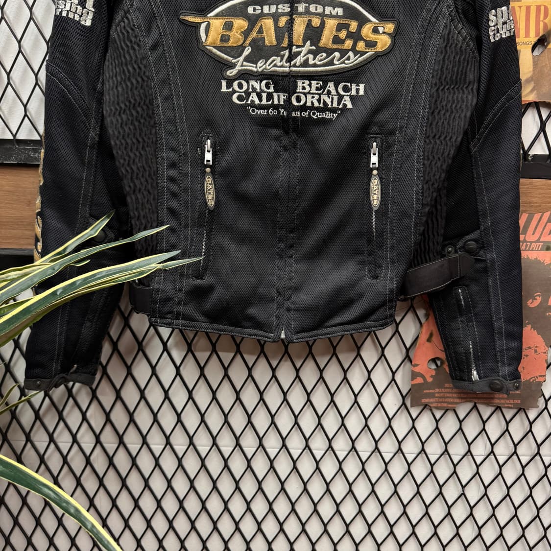 00s 베이츠 레더 메쉬 안감 레이싱 자켓 패치워크 포인트 블랙 상품이미지4