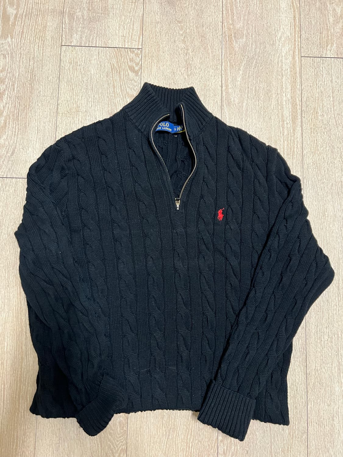 폴로 꽈베기니트 하프집업 블랙 L 상품이미지1