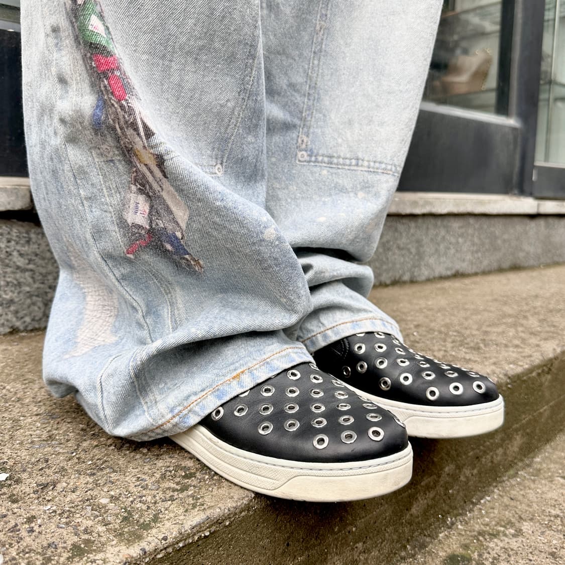 00s 프라다 스포츠 블랙 그로멧 슬립온 플랫 슈즈 상품이미지9