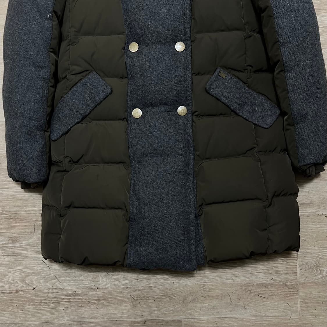 빈폴 바이크리페어샵 여성 덕다운 배색 롱패딩 점퍼 [브라운]  S/90 상품이미지3