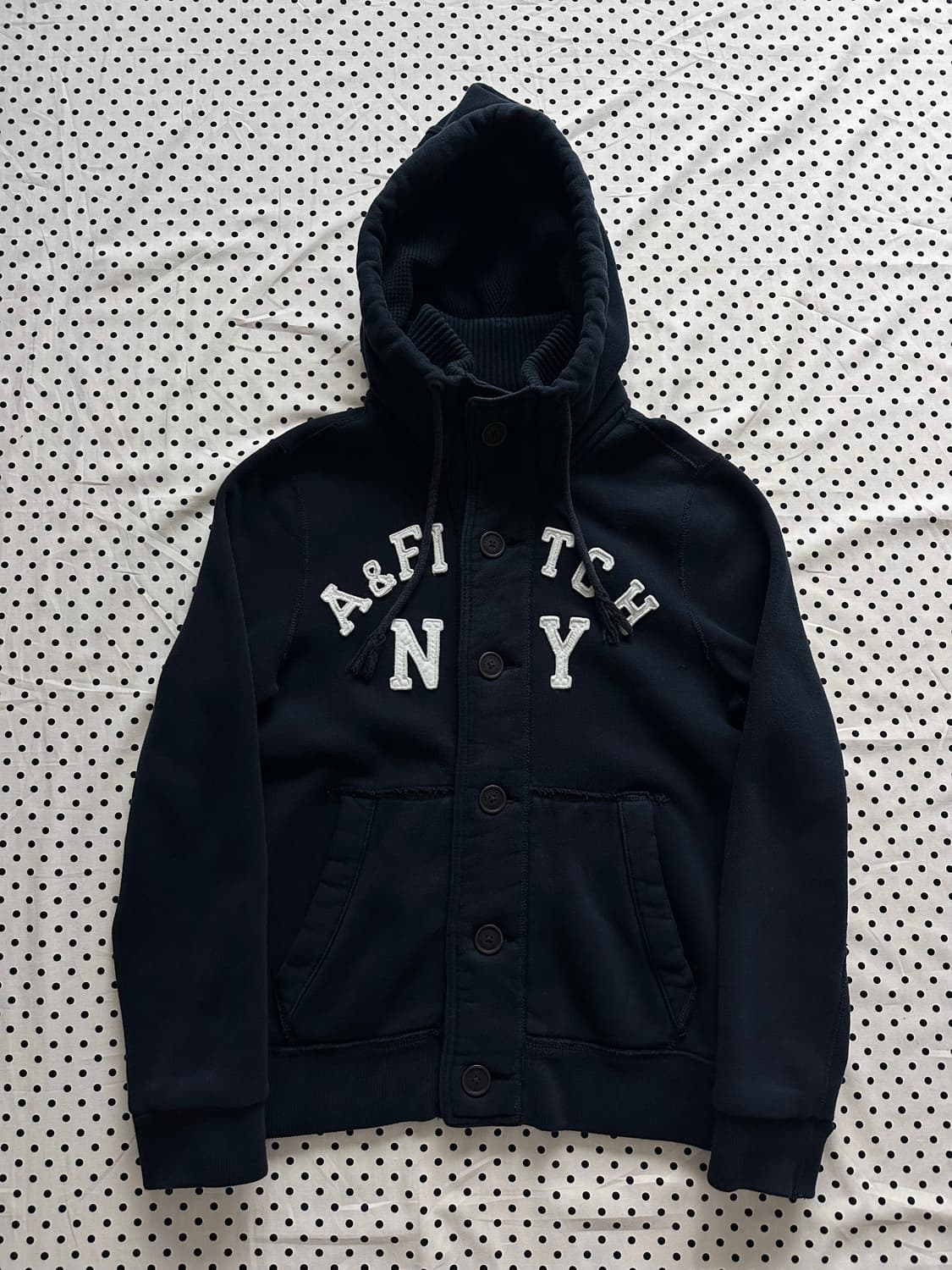 아베크롬비 버튼업 로고 후드집업 네이비 상품이미지1