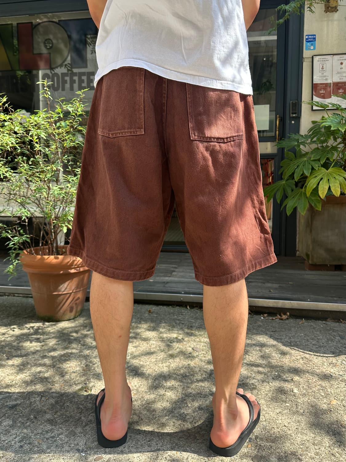 Prime brown denim washed bermuda pants 상품이미지5