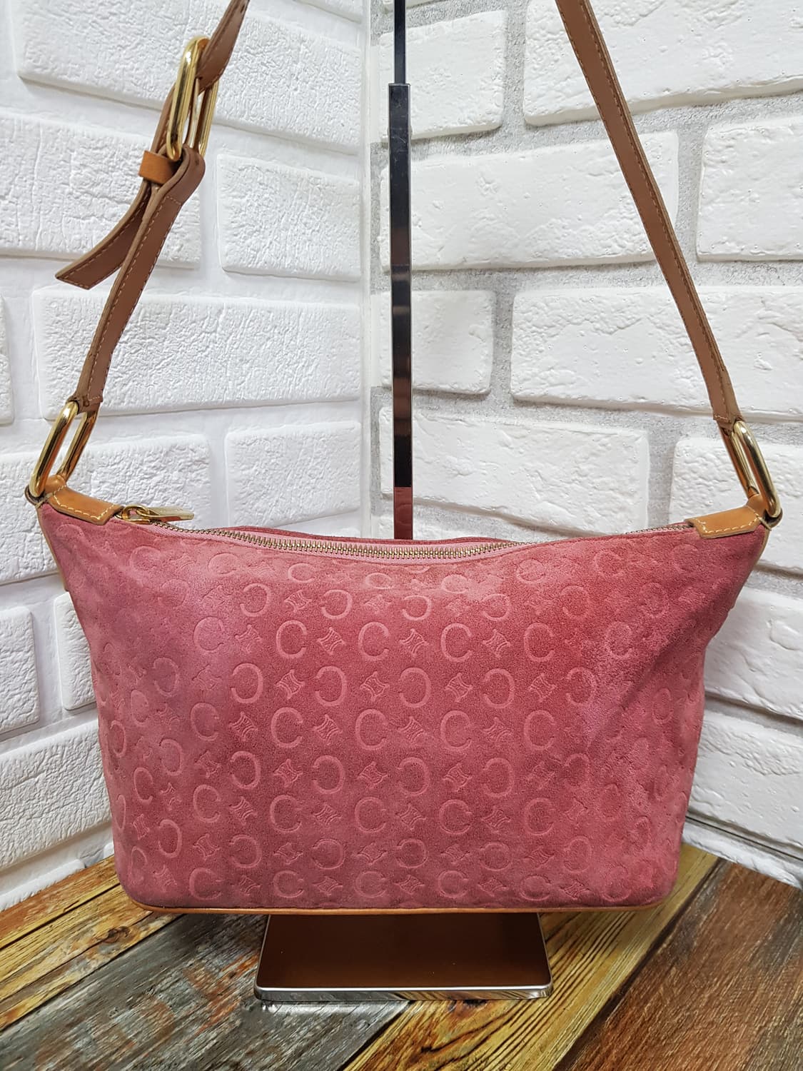 [정품] 셀린느 핑크 스웨이드 숄더백 상품이미지3