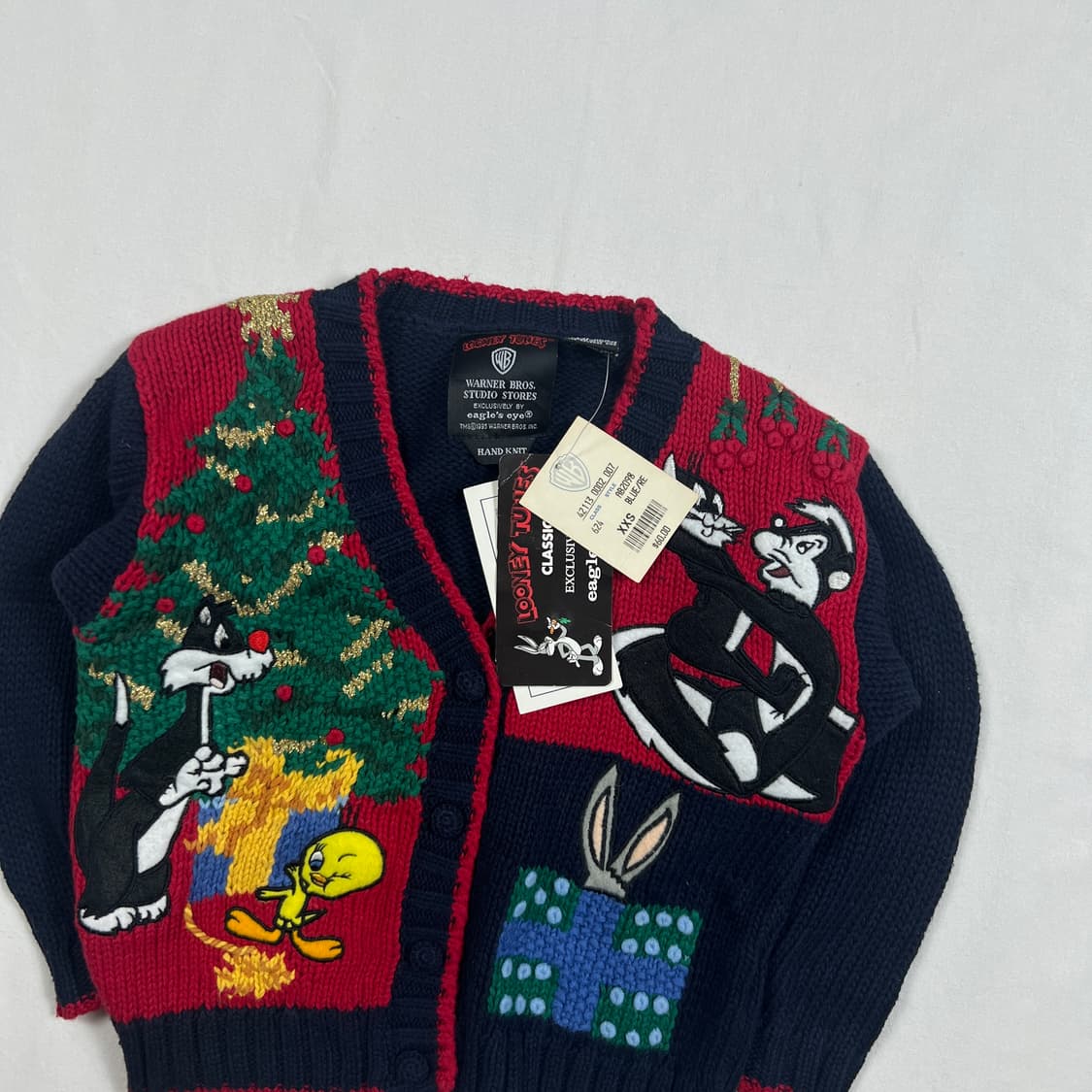 데드스탁 90‘s 95년도 루니툰즈 카툰 키즈 니트 가디건 상품이미지2