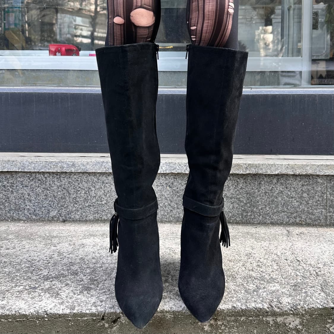 00s 빈티지 나인 웨스트 스웨이드 롱 웨지 부츠 상품이미지7