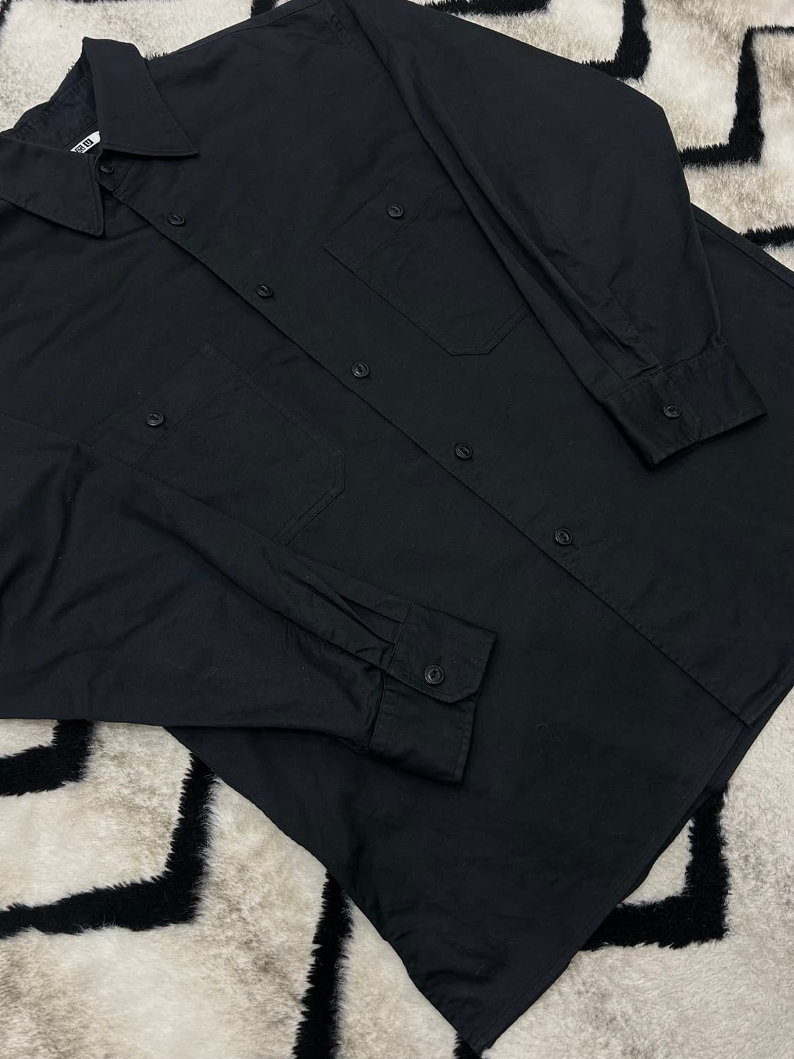 [XL]유니클로U 오버핏 코튼 투포켓 워크 셔츠/블랙 상품이미지2