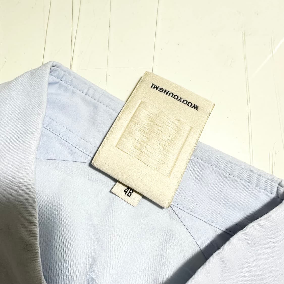 우영미 자카드 배색 셔츠 상품이미지5