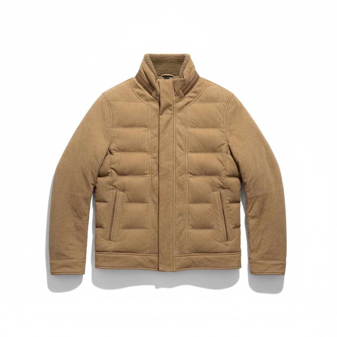 브라운 스웨이드 쉐어링 패딩 자켓 F 상품이미지1