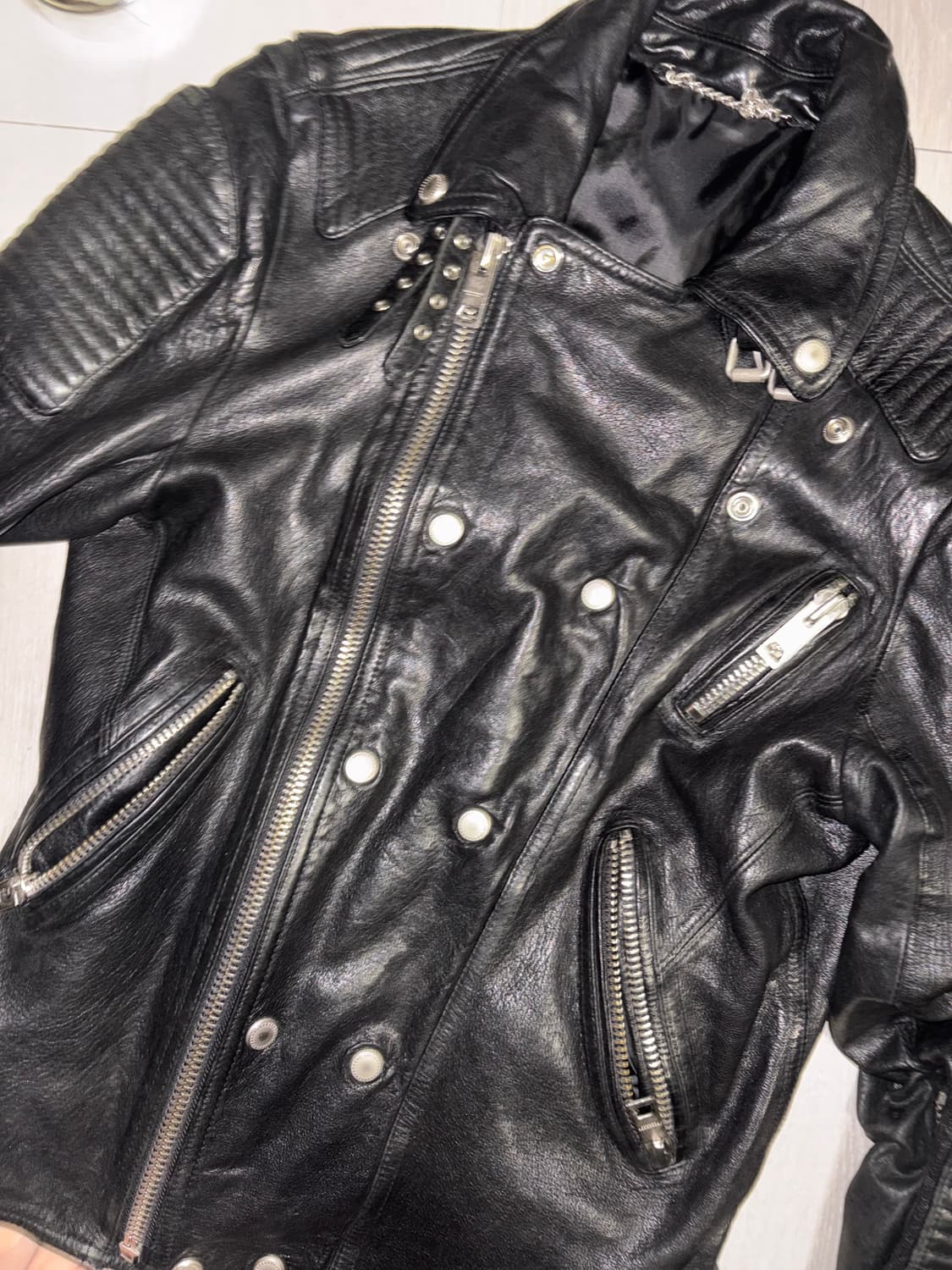 Sheepskin Leather Biker jacket 상품이미지3