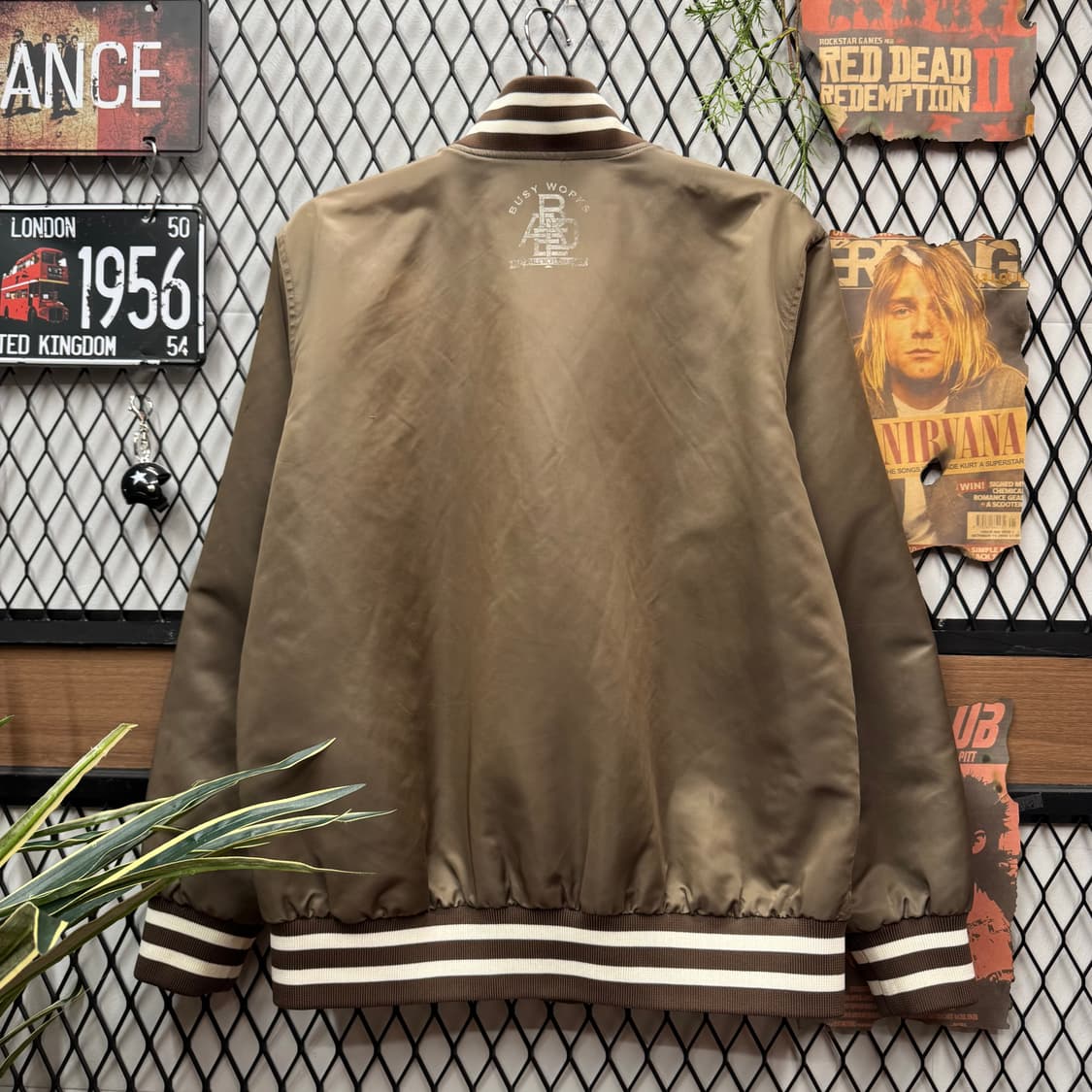 00s 베이프 오리지널 바시티 자켓 전면 빅로고 포인트 카키브라운 상품이미지2