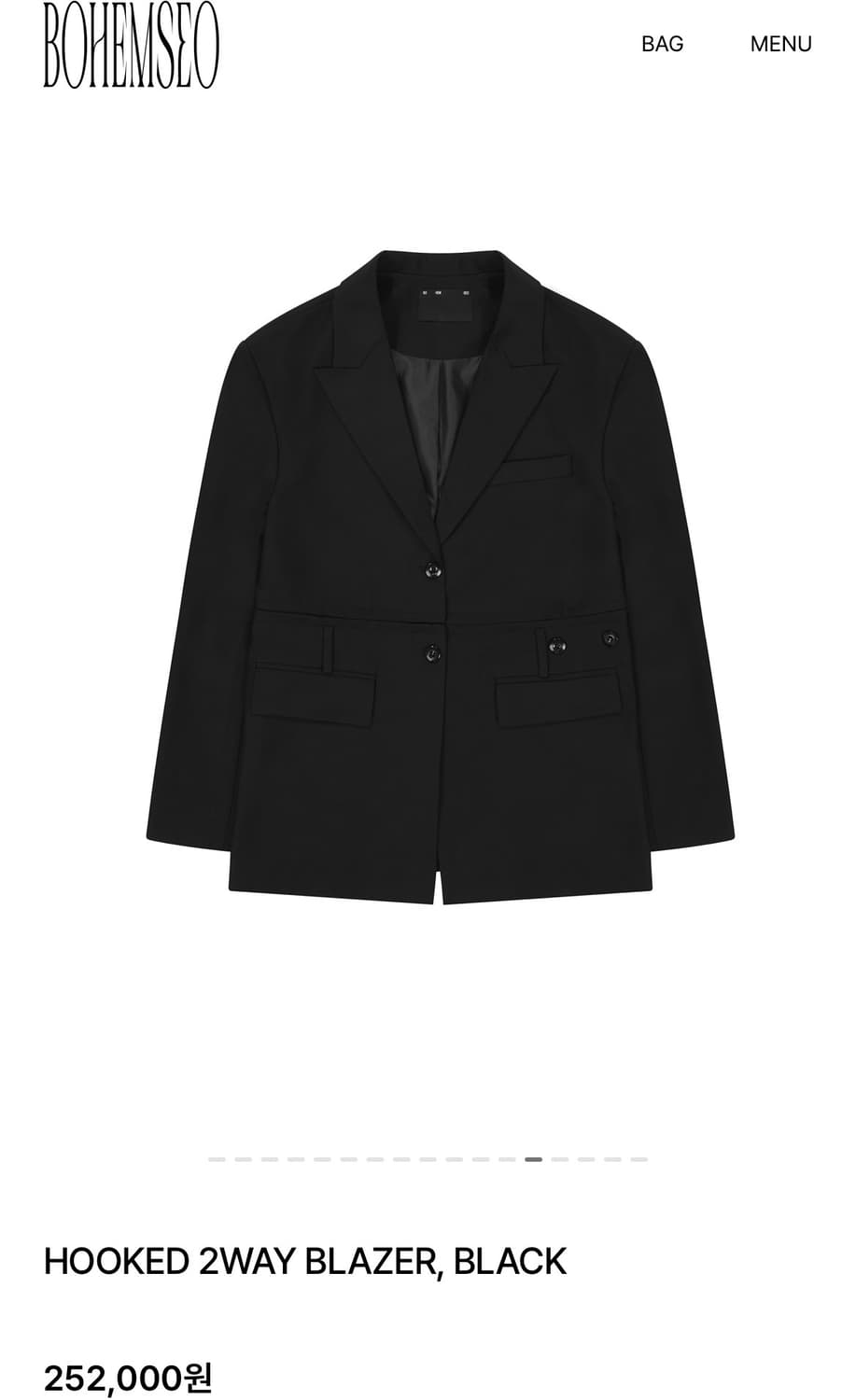 보헤미안서울 후크드 투웨이 블레이저 블랙 상품이미지1