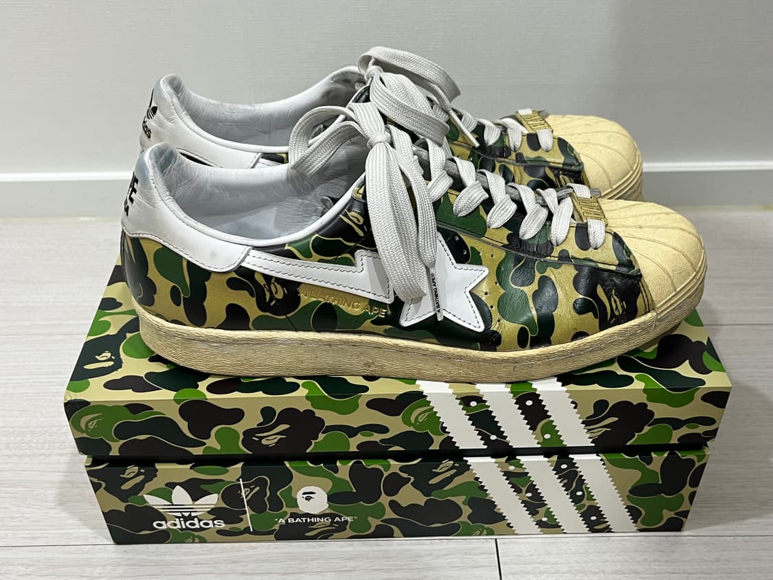 아디다스 x 베이프 슈퍼스타 80s 그린 카모 상품이미지1