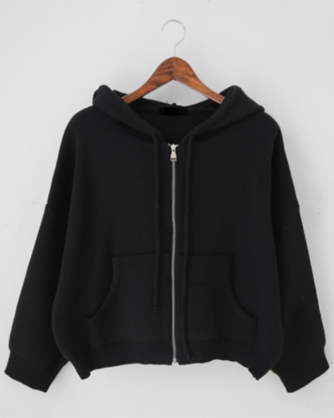 어리틀빗 tom hood knit zip up_블랙 상품이미지1