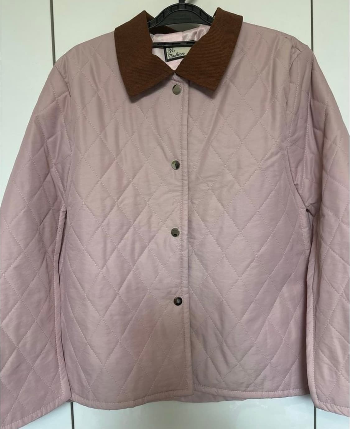 퀼팅 누빔판쵸핑크 브라운 카라 상품이미지2