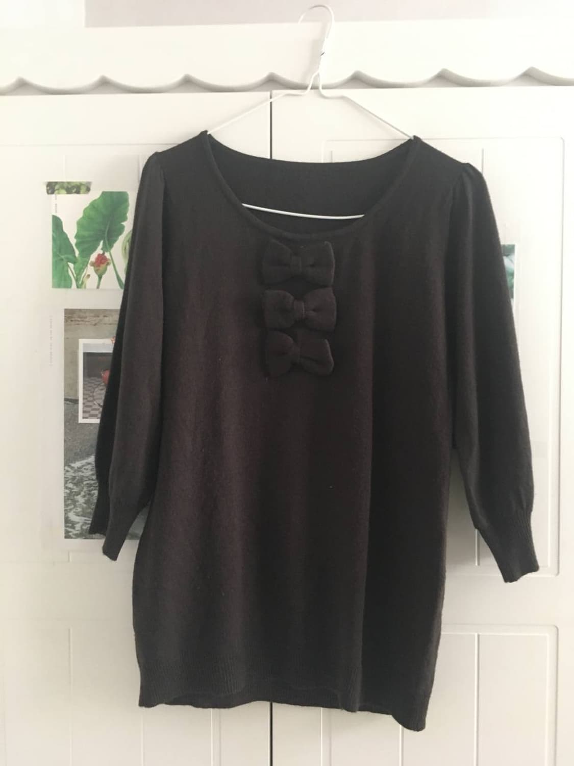 일본빈티지 리본 다크브라운 니트 꼼데 코스 미니멀 상품이미지1