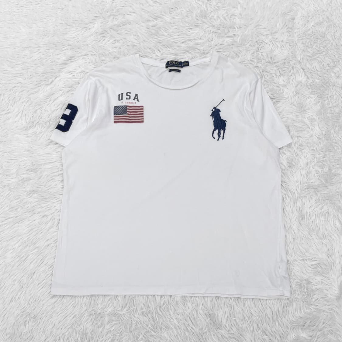폴로 랄프로렌 USA 성조기 빅 포니 자수 반팔티 화이트 상품이미지2