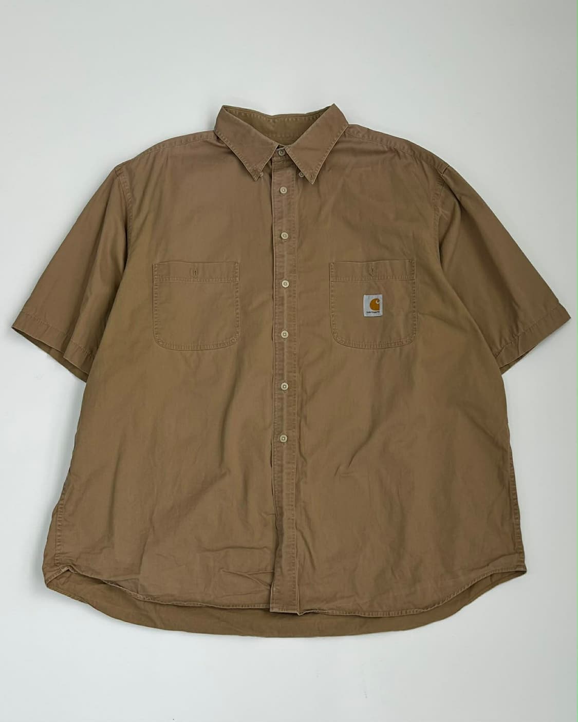 [XL] 칼하트 로고 패치 숏 슬리브 반팔 셔츠 브라운 상품이미지1