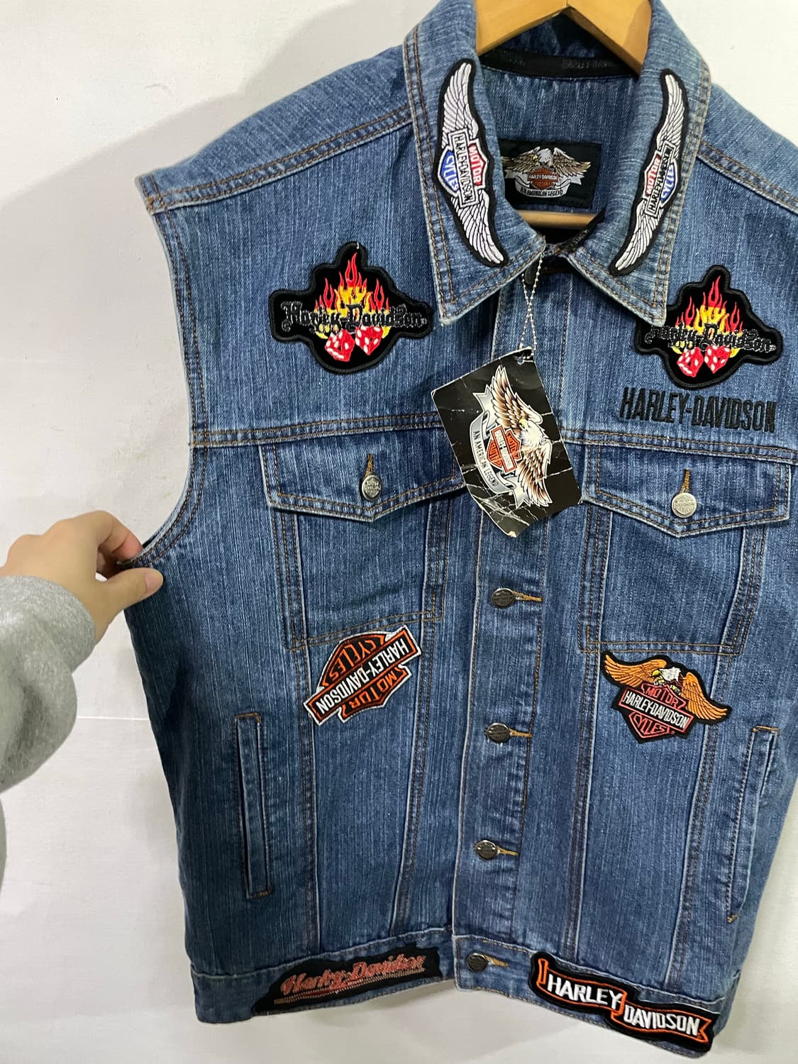 할리데이비슨 데님 베스트 자켓 라이더 조끼 새상품 XL 상품이미지4