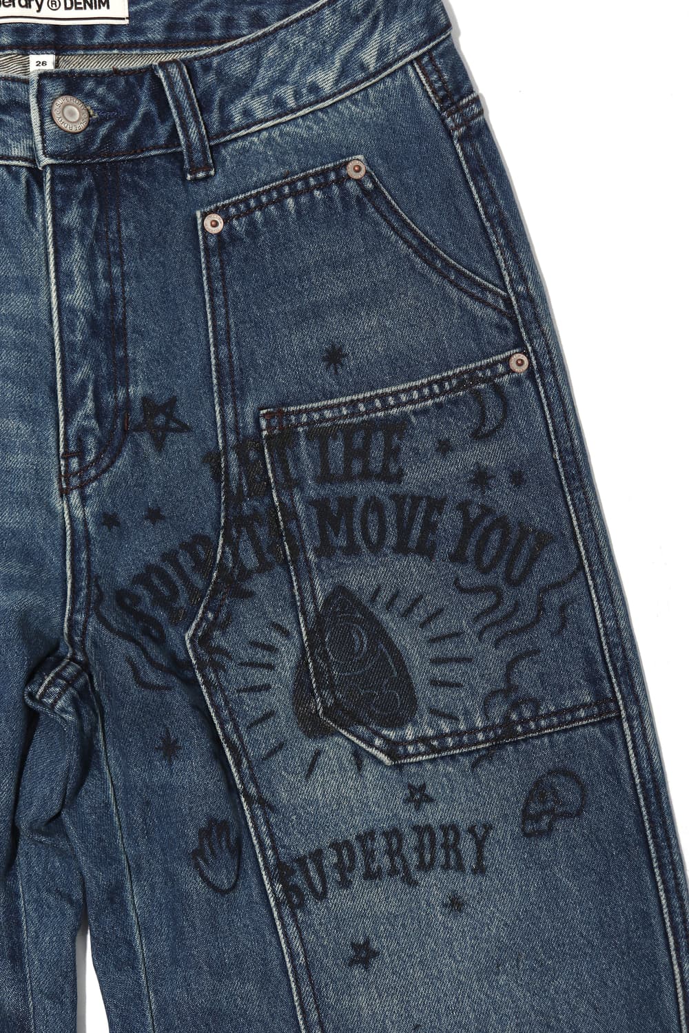 SUPERDRY 더블니 워싱 프린팅 팬츠 size 26/30 상품이미지4
