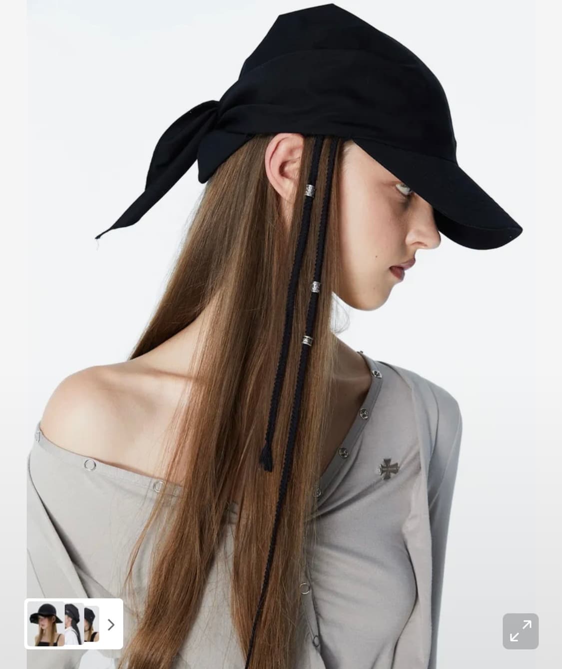 2000 아카이브스 STRAPPY SCARF CAP (BLACK) 상품이미지3