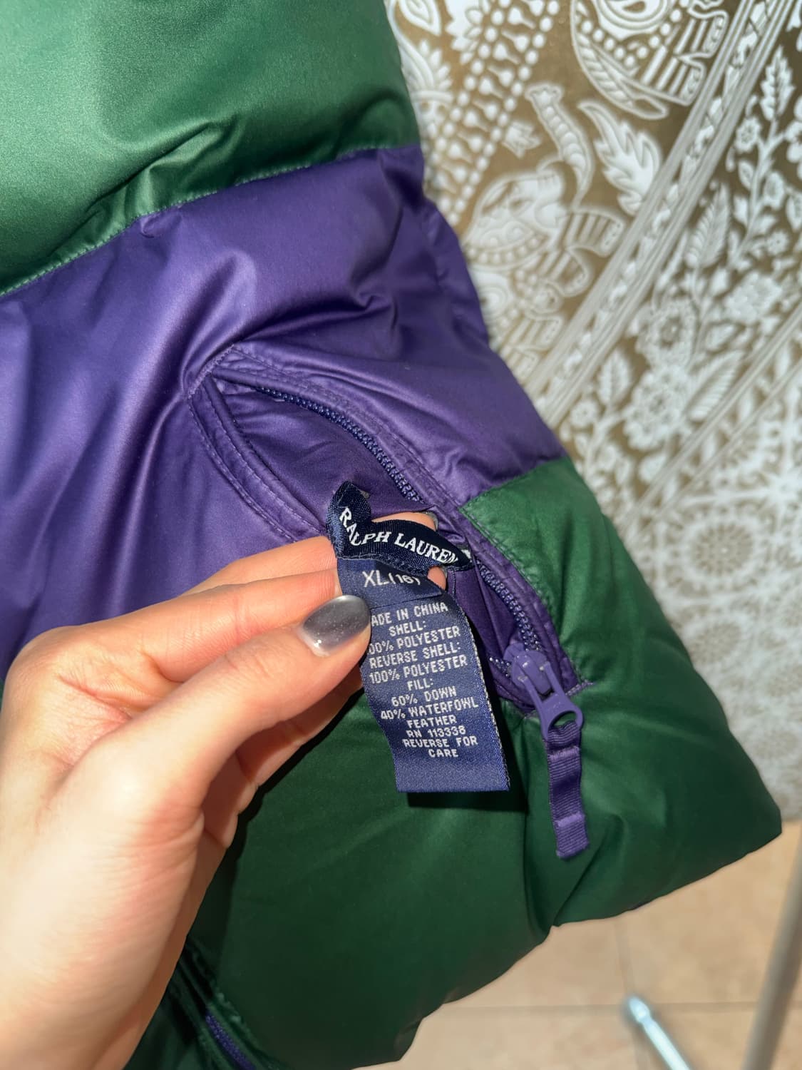 폴로랄프로렌 여성 리버시블 퍼플그린 배색 패딩조끼  상품이미지7