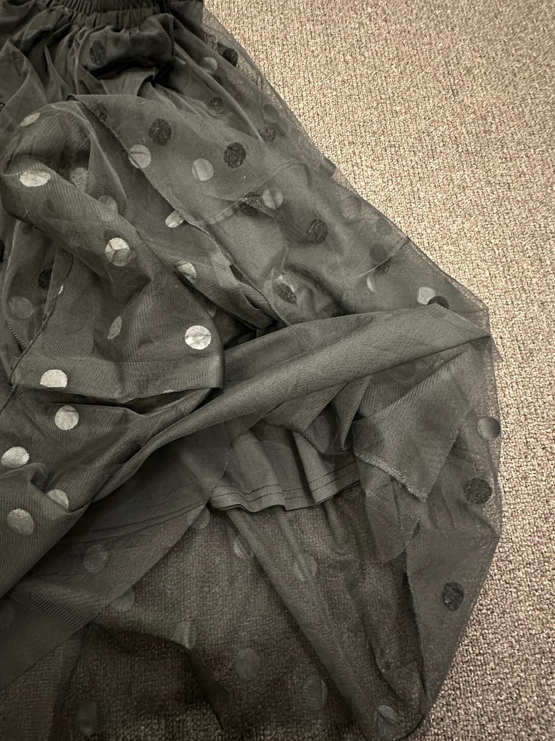 M)Japanese vintage 블랙 도트 패턴 쉬폰 스커트 상품이미지6