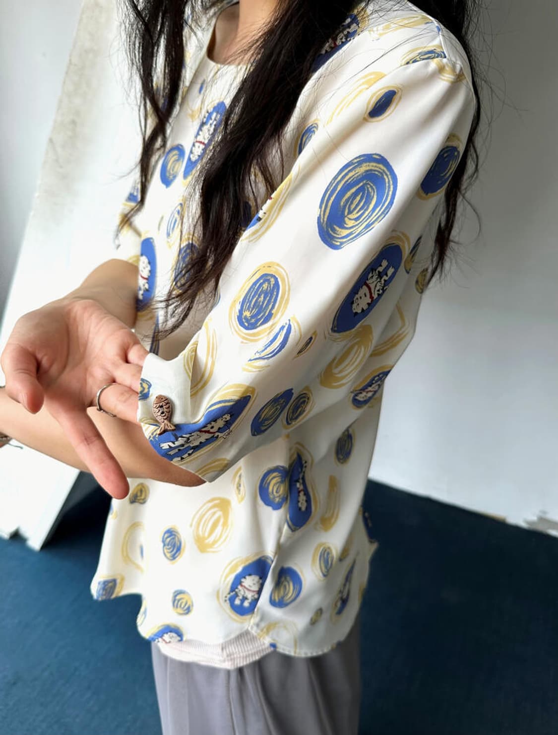 Vintage patterned 2way sheer blouse top 상품이미지9