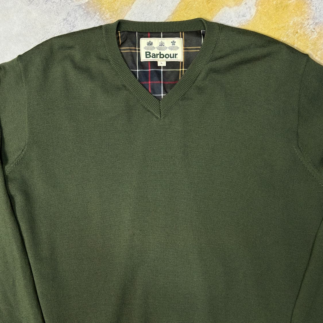 바버 메리노울 니트 카키 L 상품이미지2