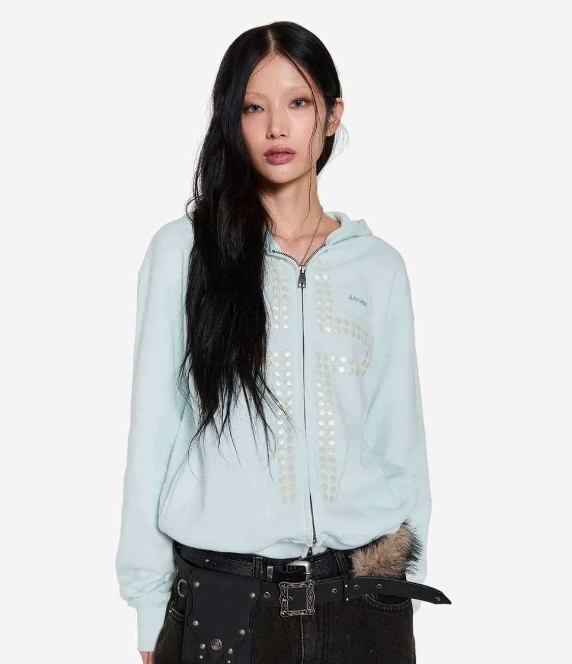 아캄 Cross Rhinestone Zip-Up Hoodie 상품이미지3